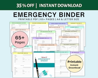 Emergency Binder Printable In Case of Emergency Binder What If Emergency Planner Household Planner Binder Just In Case Family Binder