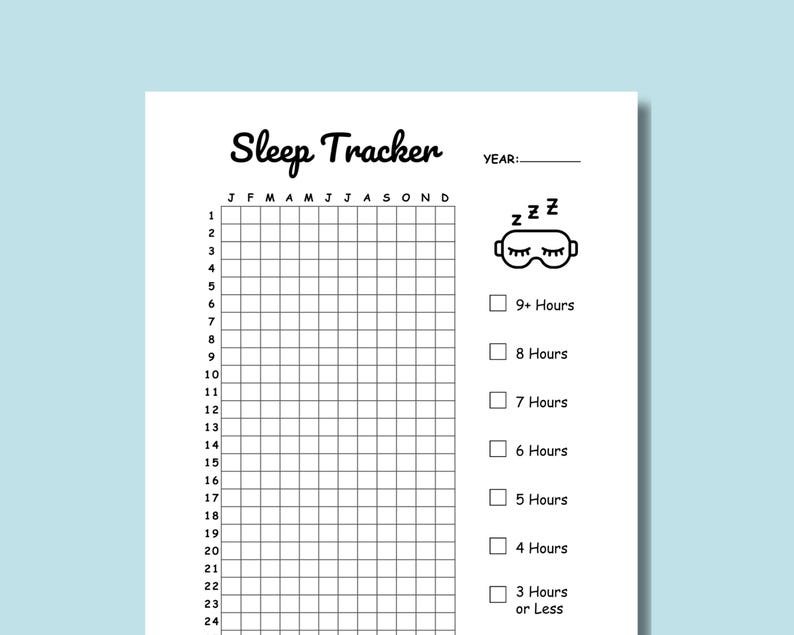 Sleep Tracker Printable Journal Page Daily Yearly Sleep Chart PDF Sleep ...