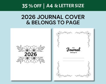 2026 Journal Cover Set, Printable Title & Belongs to Page for Planners, Clean Modern Digital Planner Cover, Instant Download