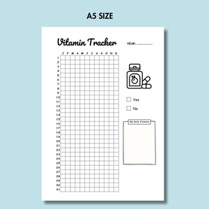 vitamin tracker a5 journal page