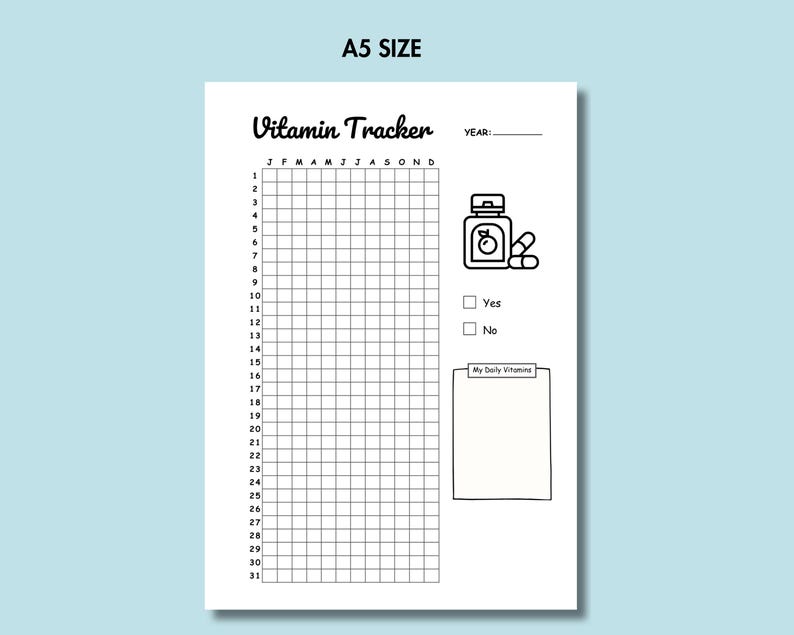 vitamin tracker a5 journal page