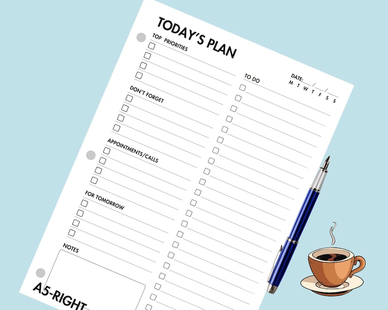 Daily Planner Printable Daily Work Planner Daily to Do List Planner ...