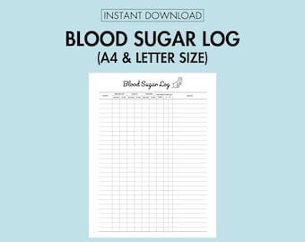 Blood Sugar Log Printable Blood Sugar Tracker Diabetes Tracker Diabetes Log  PDF, Daily Diabetes Management Glucose Tracker Health Tracker