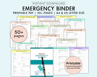 Emergency Binder Printable, In Case of Emergency Binder, What If Emergency Planner, Household Planner Binder, Just In Case Family Binder