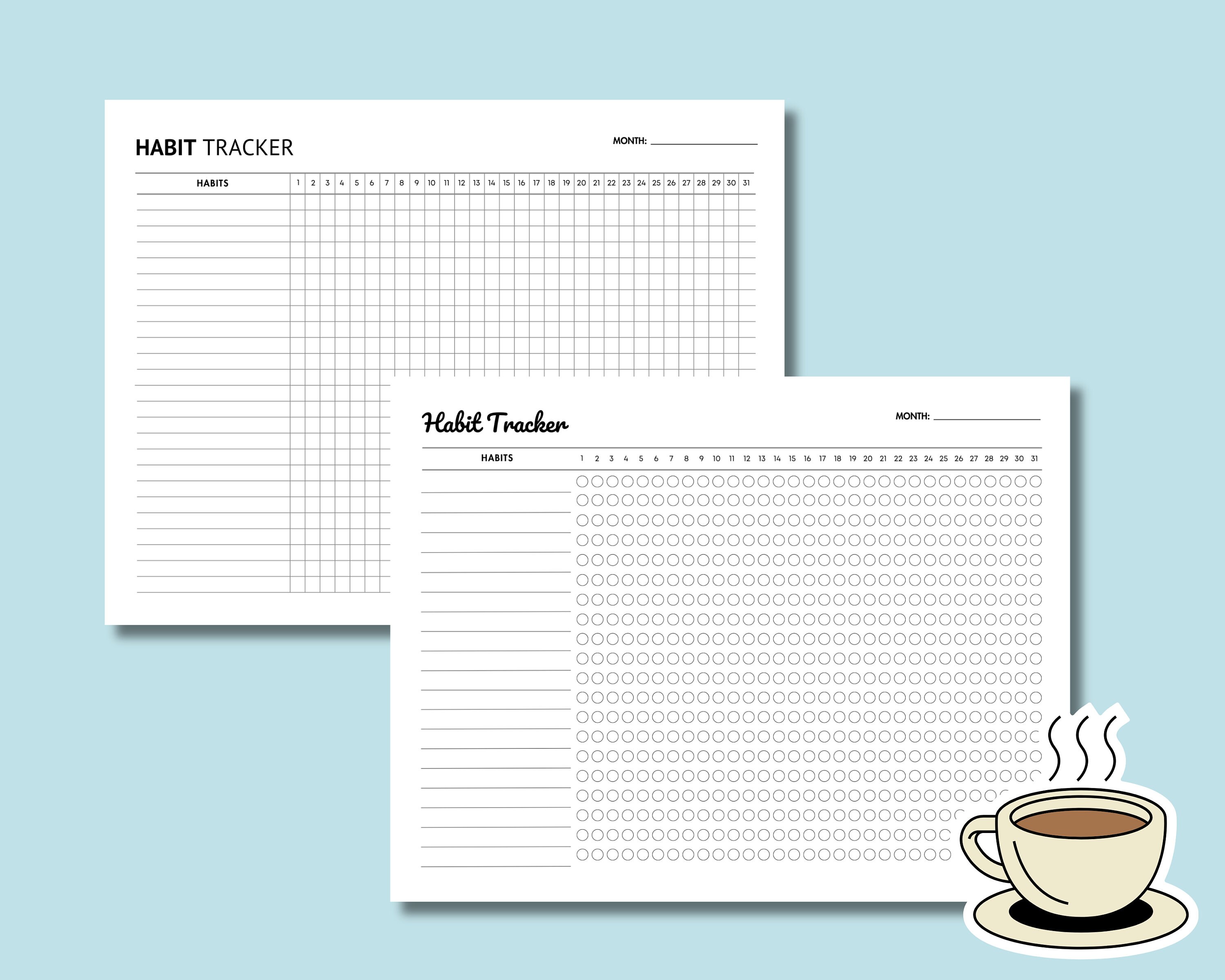 Monthly Habit Tracker Printable Daily Habit Challenge Habit Planner PDF ...