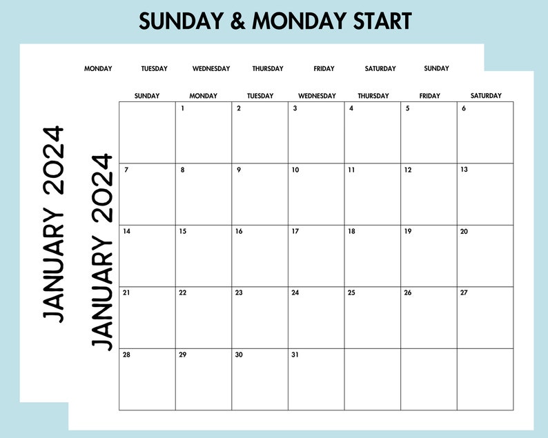 2024 Lined Monthly Calendar Printable, 2024 Monthly Calendar Landscape