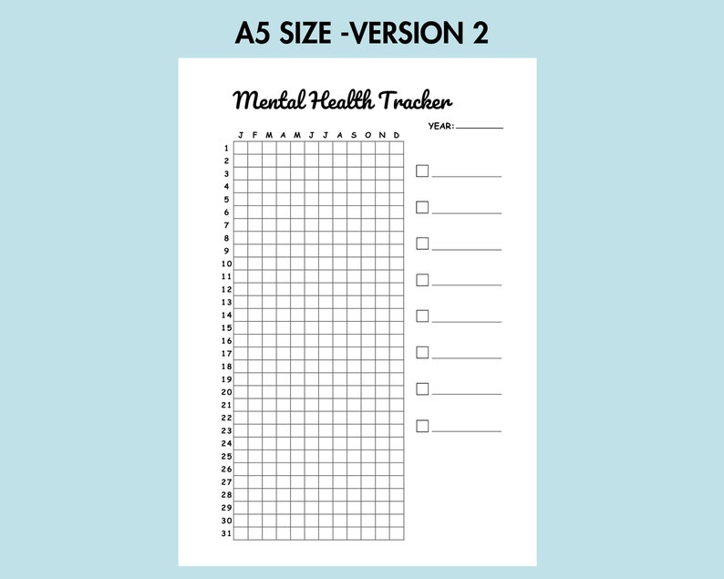 Mental Health Tracker Printable Self Care Planner Wellness Journal ...