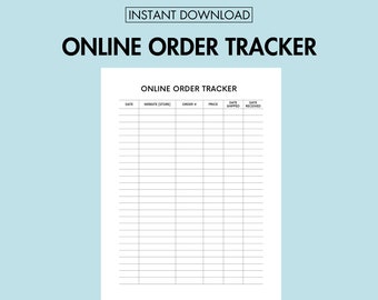 Online Order Tracker Printable Order Form Online Purchase Tracker for Personal and Small Business, Online Shopping List Order Tracking Form