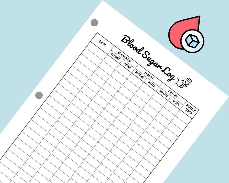 Blood Sugar Log Printable Diabetes Log Sheet PDF Daily Glucose Level ...