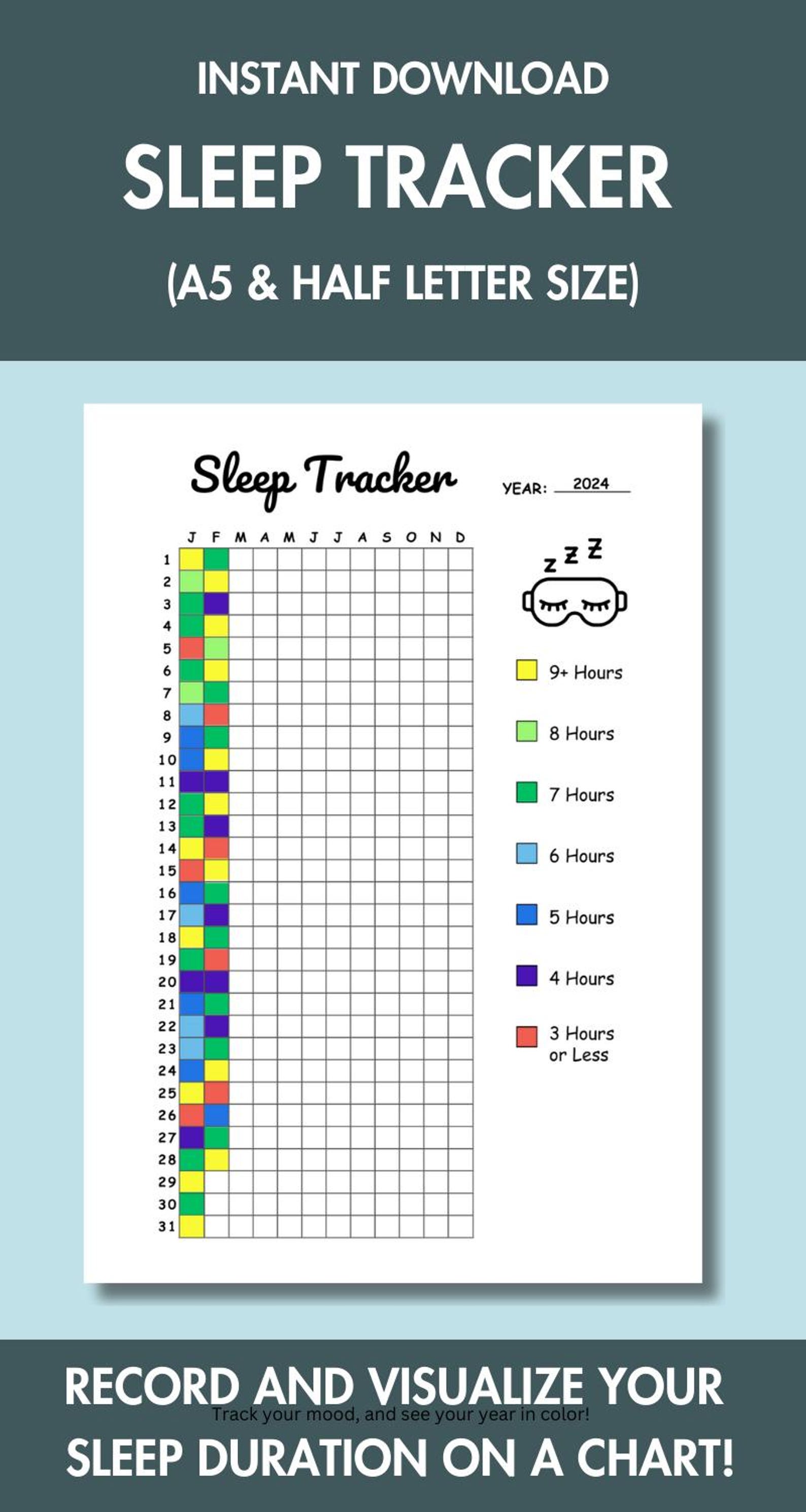 Free Printable Sleep Chart.pdf Sleep Tracker Printable Journal Page Daily Yearly Sleep Chart PDF Sleep ...