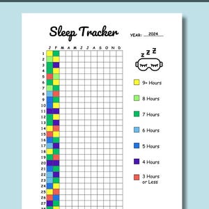 Sleep Tracker Printable Journal Page Daily Yearly Sleep Chart PDF Sleep ...