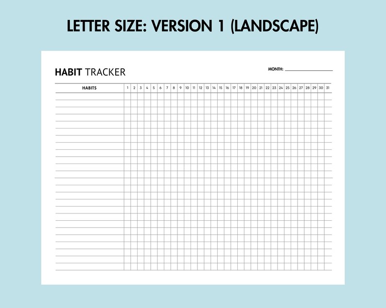 Monthly Habit Tracker Printable Daily Habit Challenge Habit Planner PDF ...