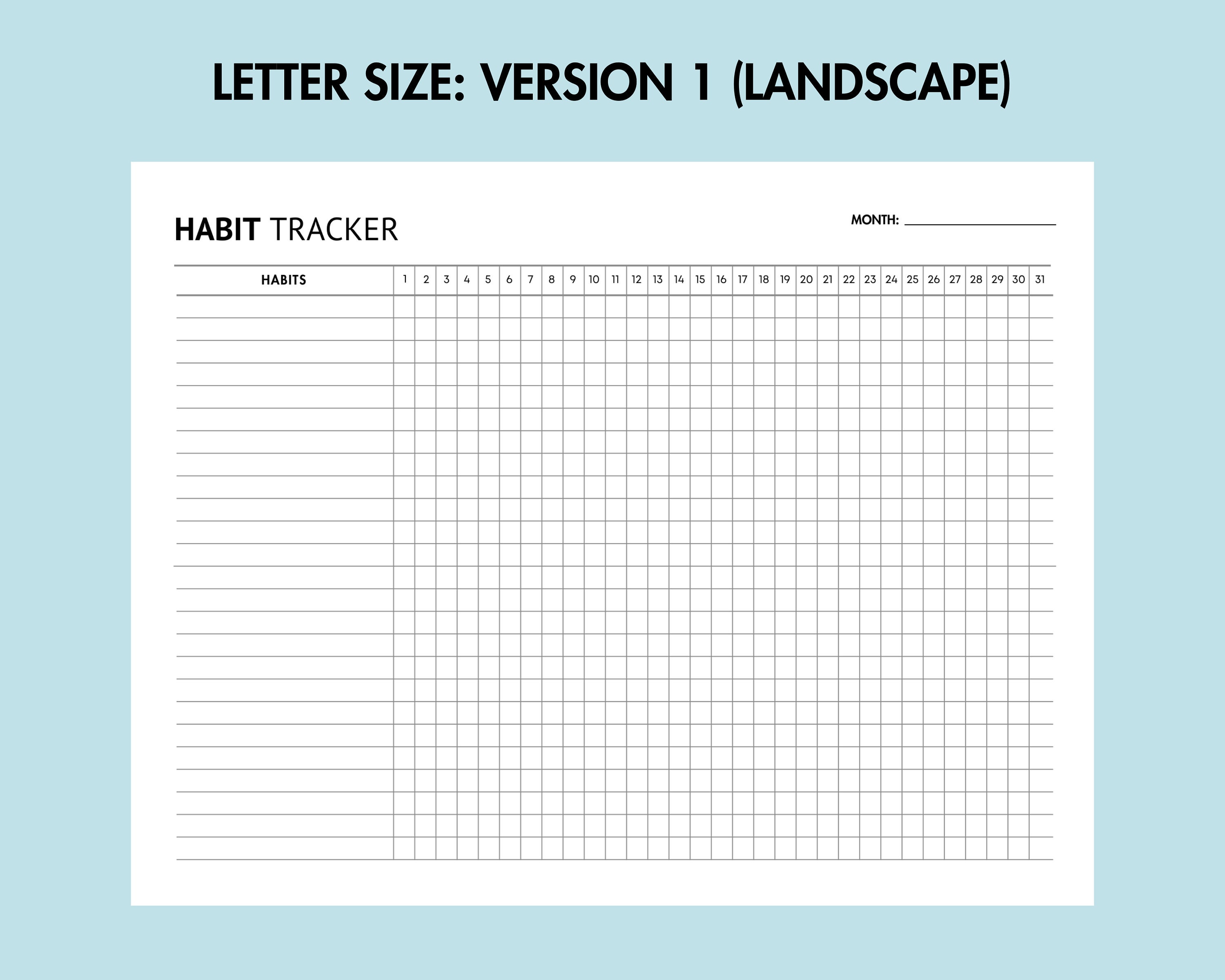 Monthly Habit Tracker Printable Daily Habit Challenge Habit Planner PDF ...