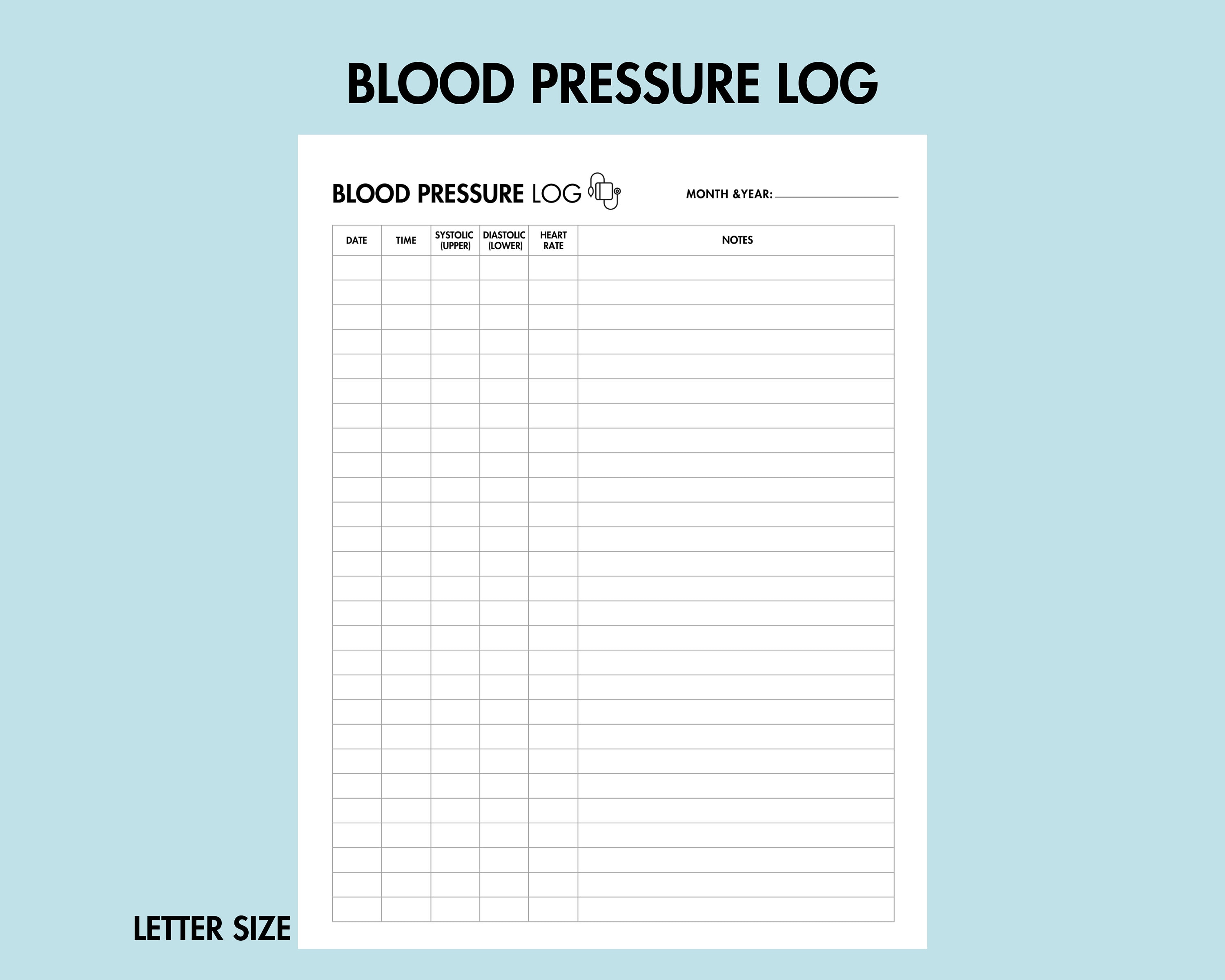 Blood Sugar Log Printable Blood Pressure Log, Blood Glucose Tracker ...