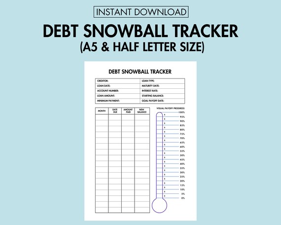 Debt Tracker Printable Debt Payoff Planner Debt Snowball Tracker, Bill Payment Tracker Money Management Financial Planner A5 Journal Page