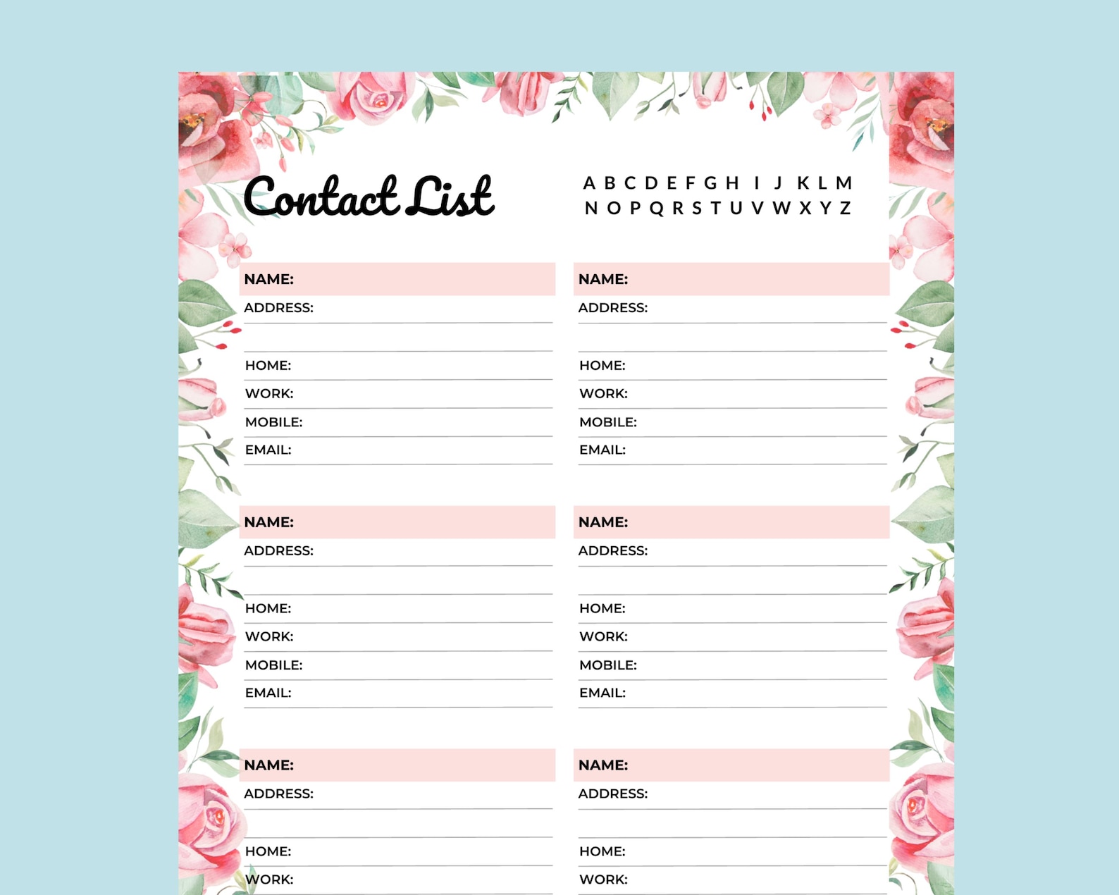 Address Book Templates