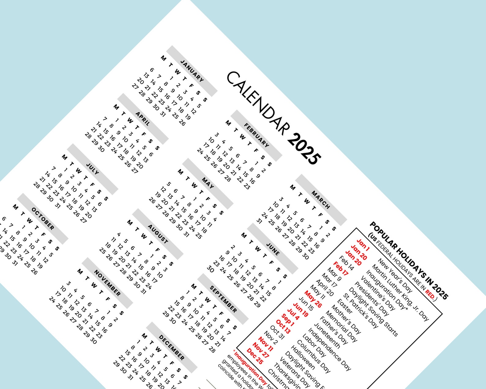 2025 Yearly Calendar With Holiday 2025 Yearly Overview, 2025 Year at a ...