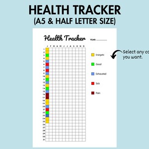 Health Tracker Printable Daily Health Log Pain Tracker Printable ...