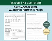 Daily Mood Tracker Journal Printable Self Care Planner Checklist PDF Daily Wellness Tracker with Journal Prompts Daily Emotion Tracking Log