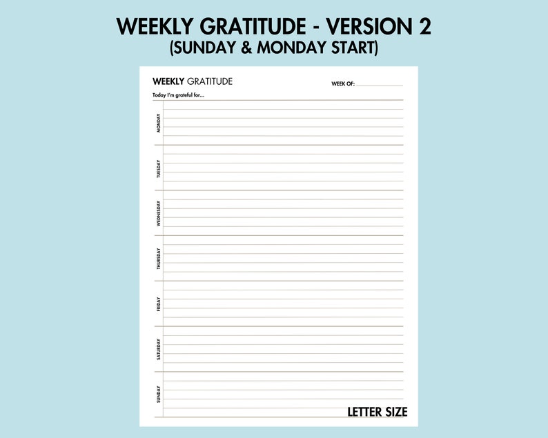Gratitude Journal Printable Daily Weekly Gratitude Journal PDF, Daily ...