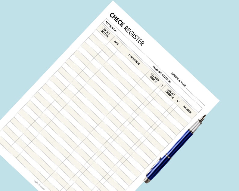 Bank Check Notebook Checkbook Register Printable Bank Account Tracker for Personal Finance ...