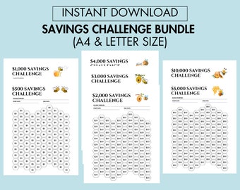 Saving Challenge Bundle Printable Instant Download, Saving Goal Tracker Bundle Printable Money Saving Planner Personal Finance Planner PDF