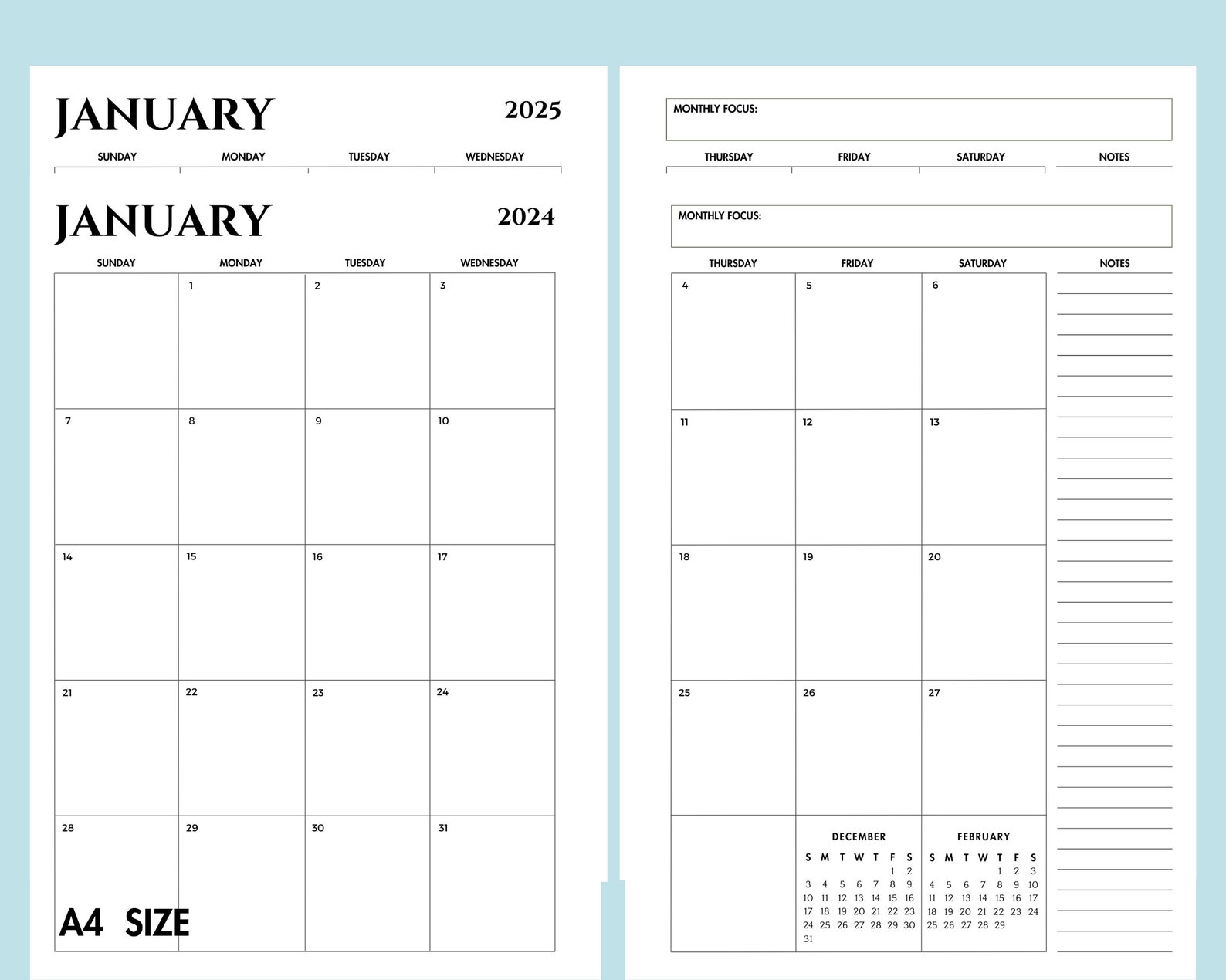 2024 2025 Monthly Calendar Printable With Notes 2024 2025 Monthly ...