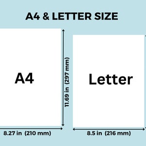 May include: A diagram comparing the dimensions of A4 and Letter paper sizes. A4 paper is 8.27 inches by 11.69 inches (210 mm by 297 mm). Letter paper is 8.5 inches by 11 inches (216 mm by 279 mm).