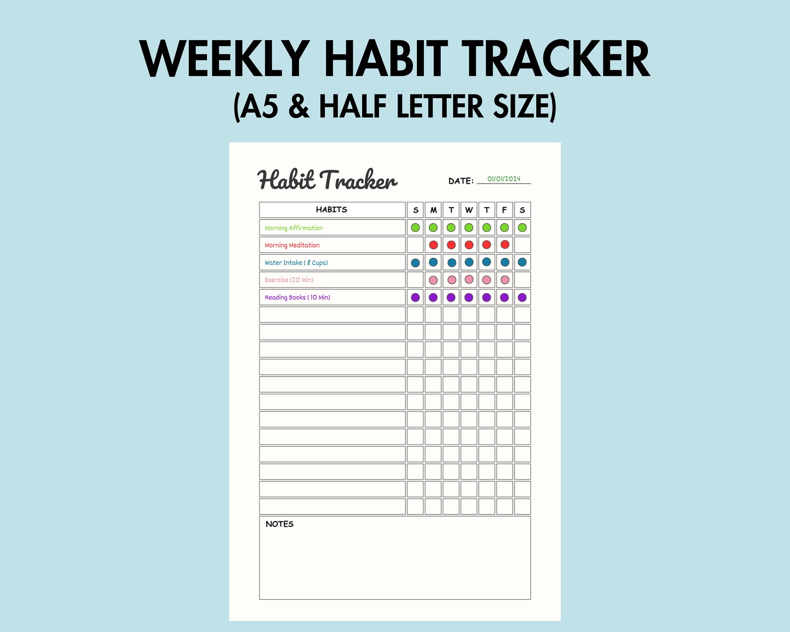 Weekly Habit Tracker Printable Habit Challenge PDF Daily Routine ...