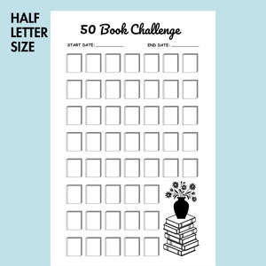 Book Reading Challenge Tracker Printable Reading Tracker PDF, 50 Book ...