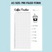 Coffee Tracker Printable Caffeine Log Year in Pixel Daily Yearly Health ...