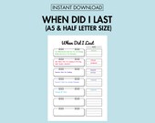 Recurring Task Log Printable Task Reminder PDF When Did I Last Checklist, Get It Done List Printable To Do Checklist  PDF A5 Journal Page