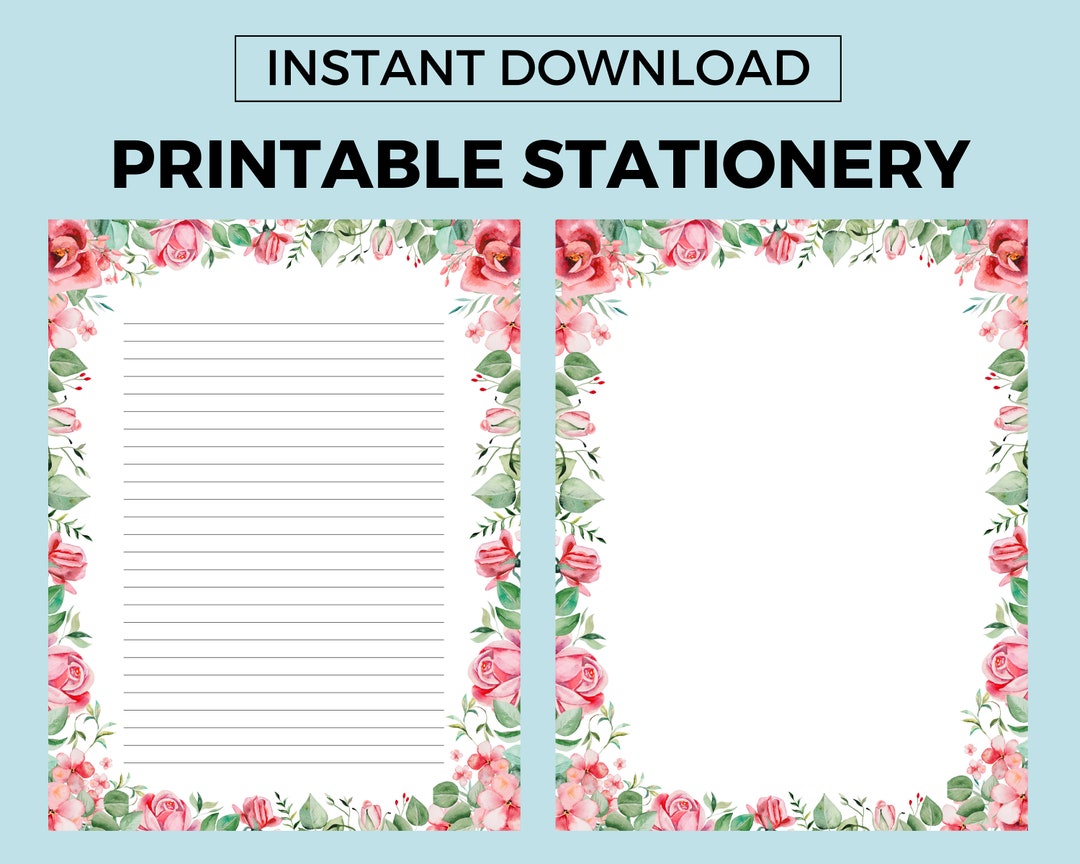 Printable Floral Stationery Instant Download Floral Letter - Etsy