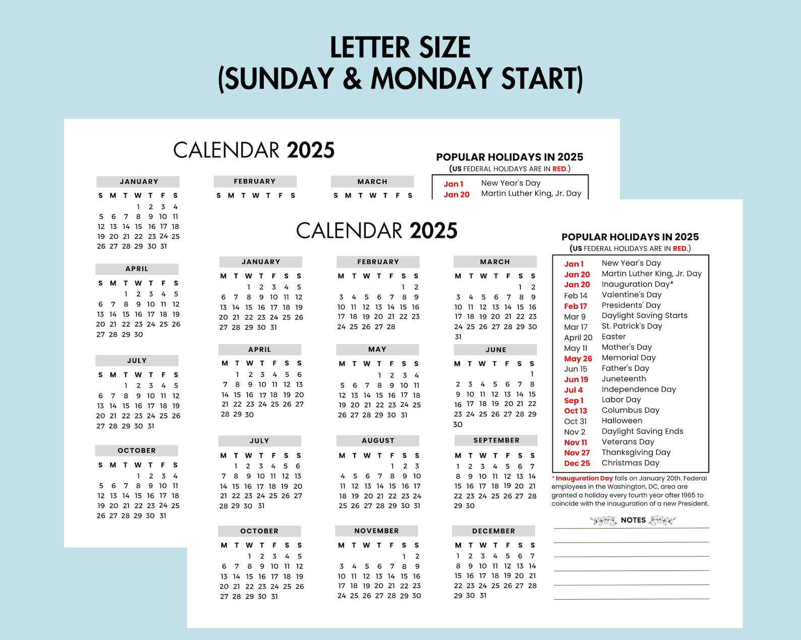 2025 Yearly Calendar With Holidays, 2025 Yearly Overview, 2025 Year at a Glance, 2025 Holiday