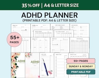 ADHD Planner for Adult Printable ADHD Productivity Planner, adhd Ultimate Life Planner Bundle Printable Self Care Planner adhd Work Planner