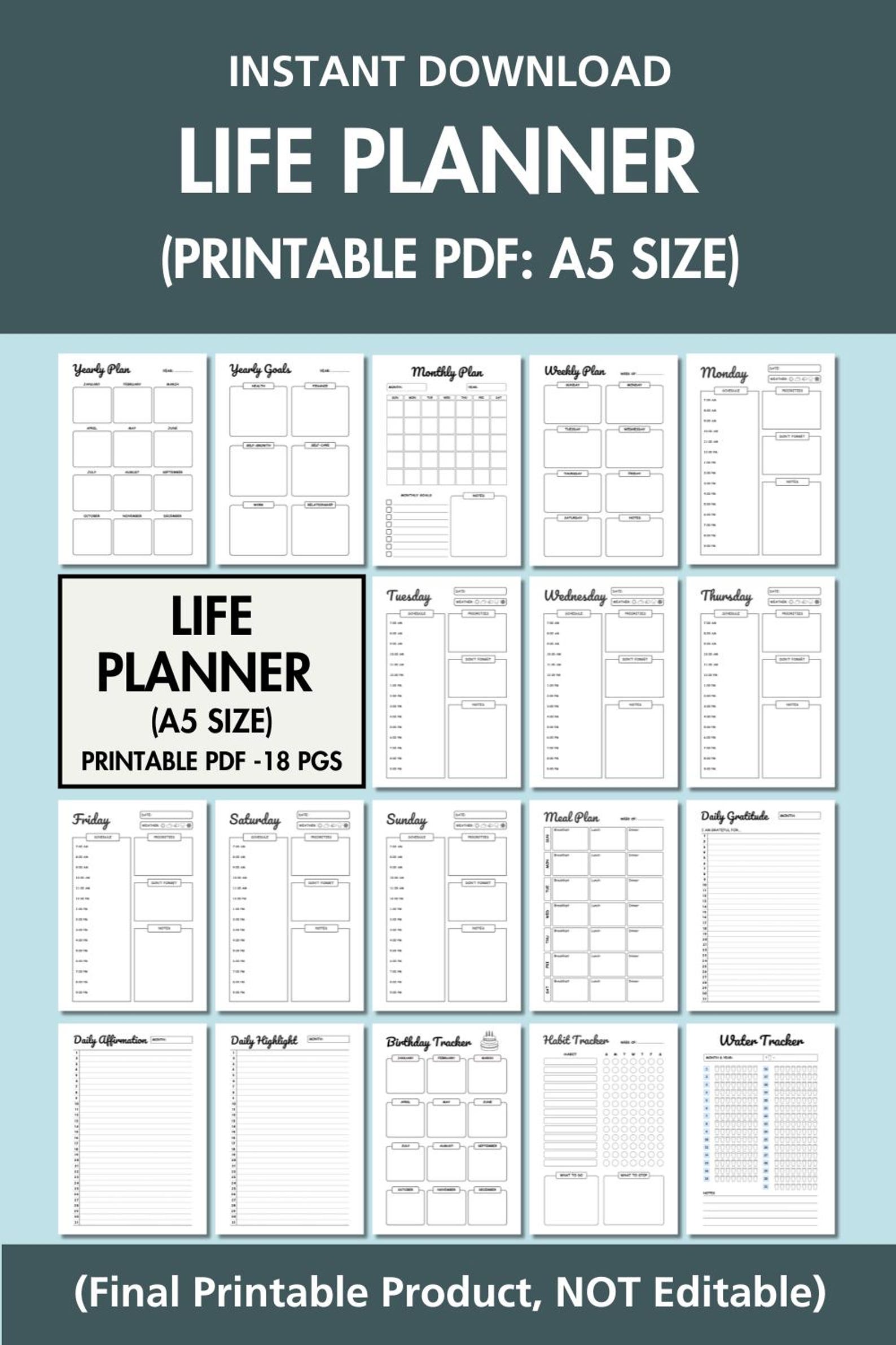 Life Planner Bundle Printable Productivity Planner PDF Daily Weekly ...