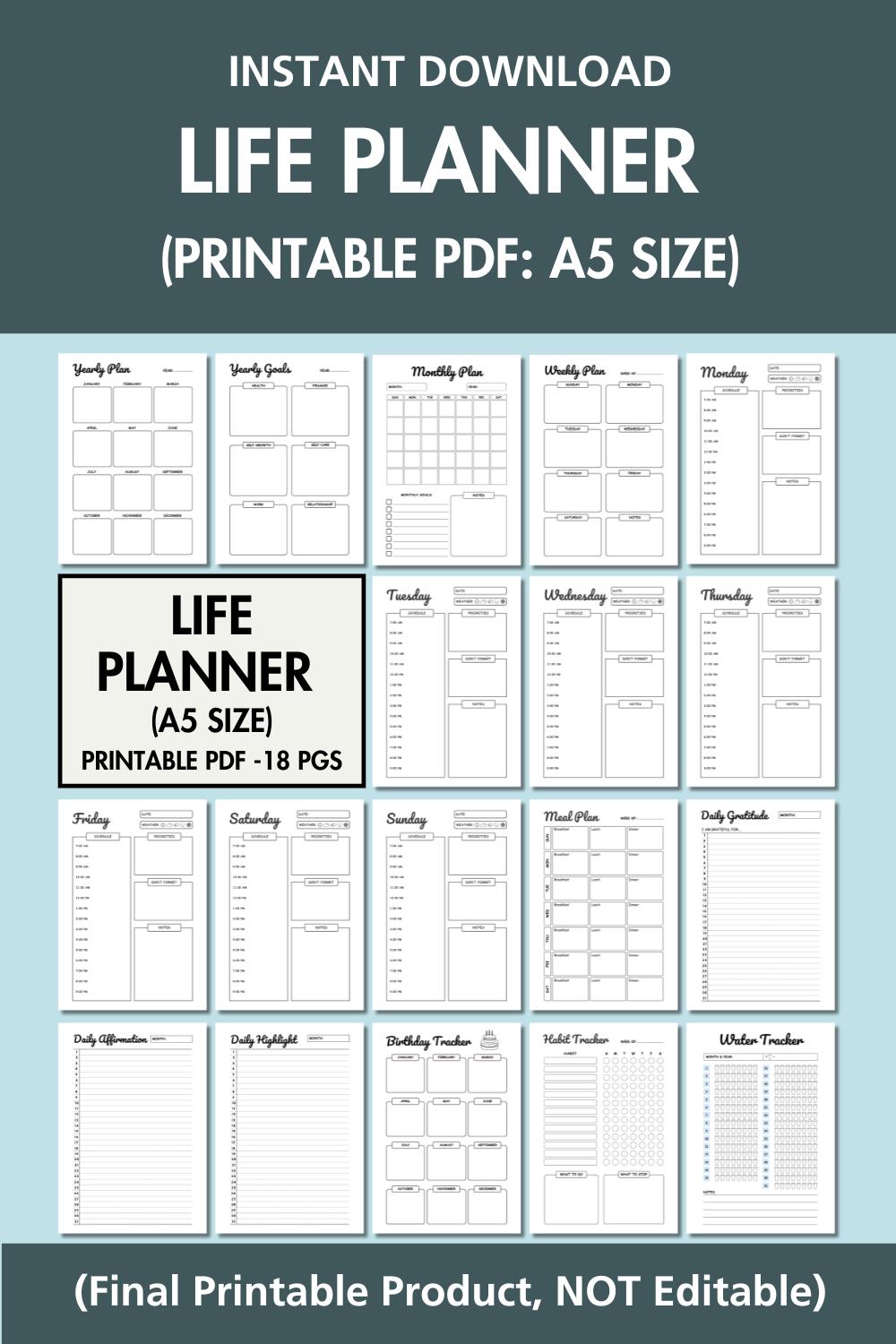 Life Planner Bundle Printable Productivity Planner PDF Daily Weekly ...