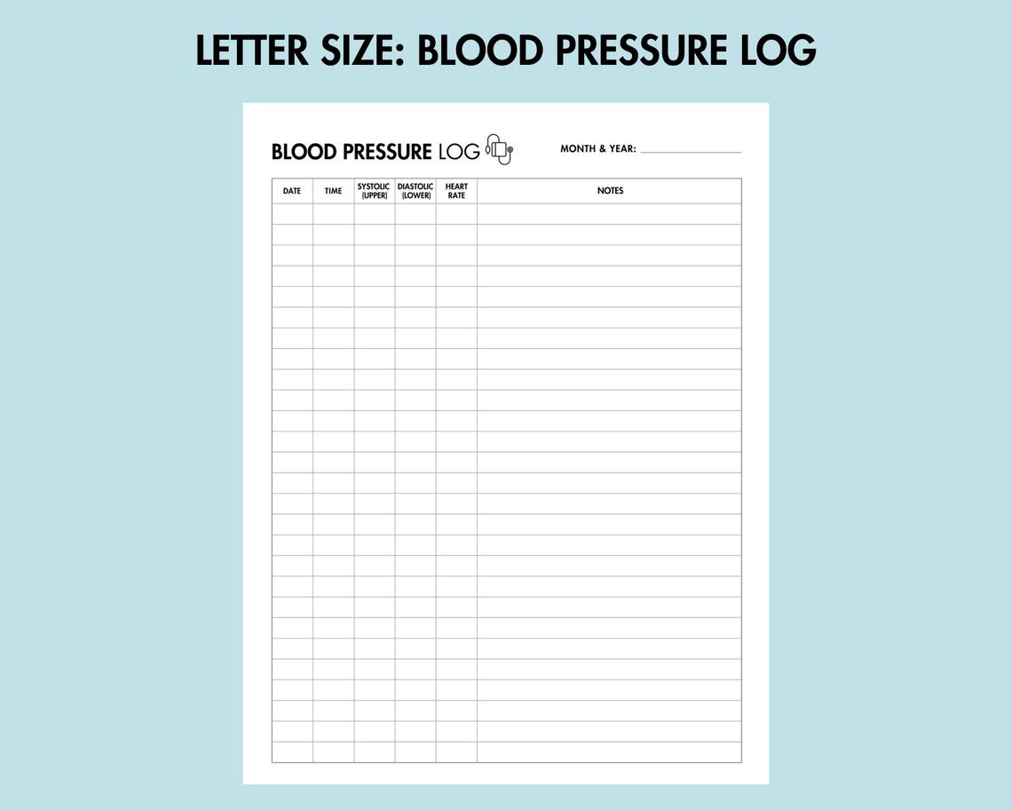 Blood Sugar Log Printable Blood Pressure Log PDF Blood Glucose Tracker ...