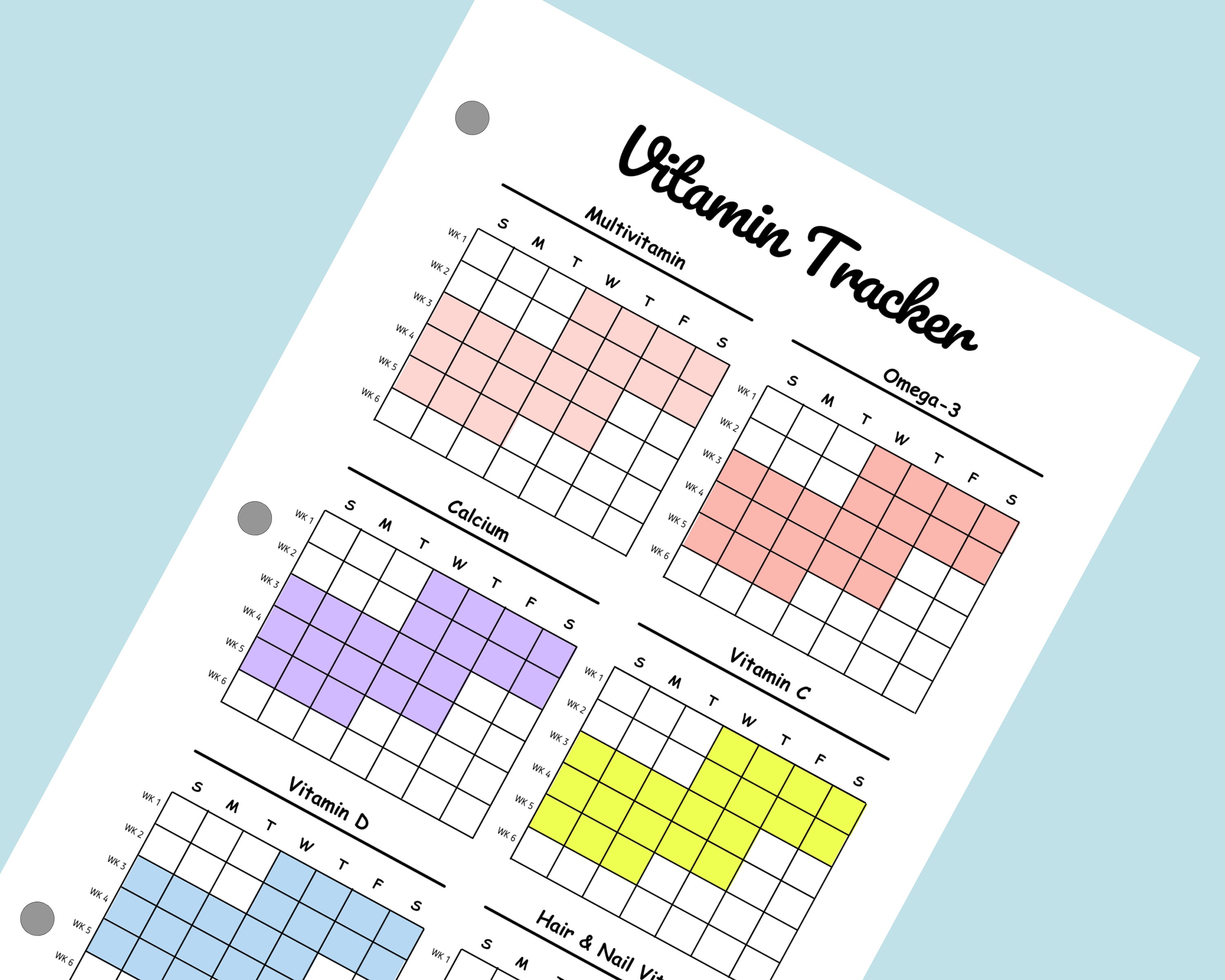 Vitamin Tracker Printable Daily Vitamin Intake Log PDF Supplement ...