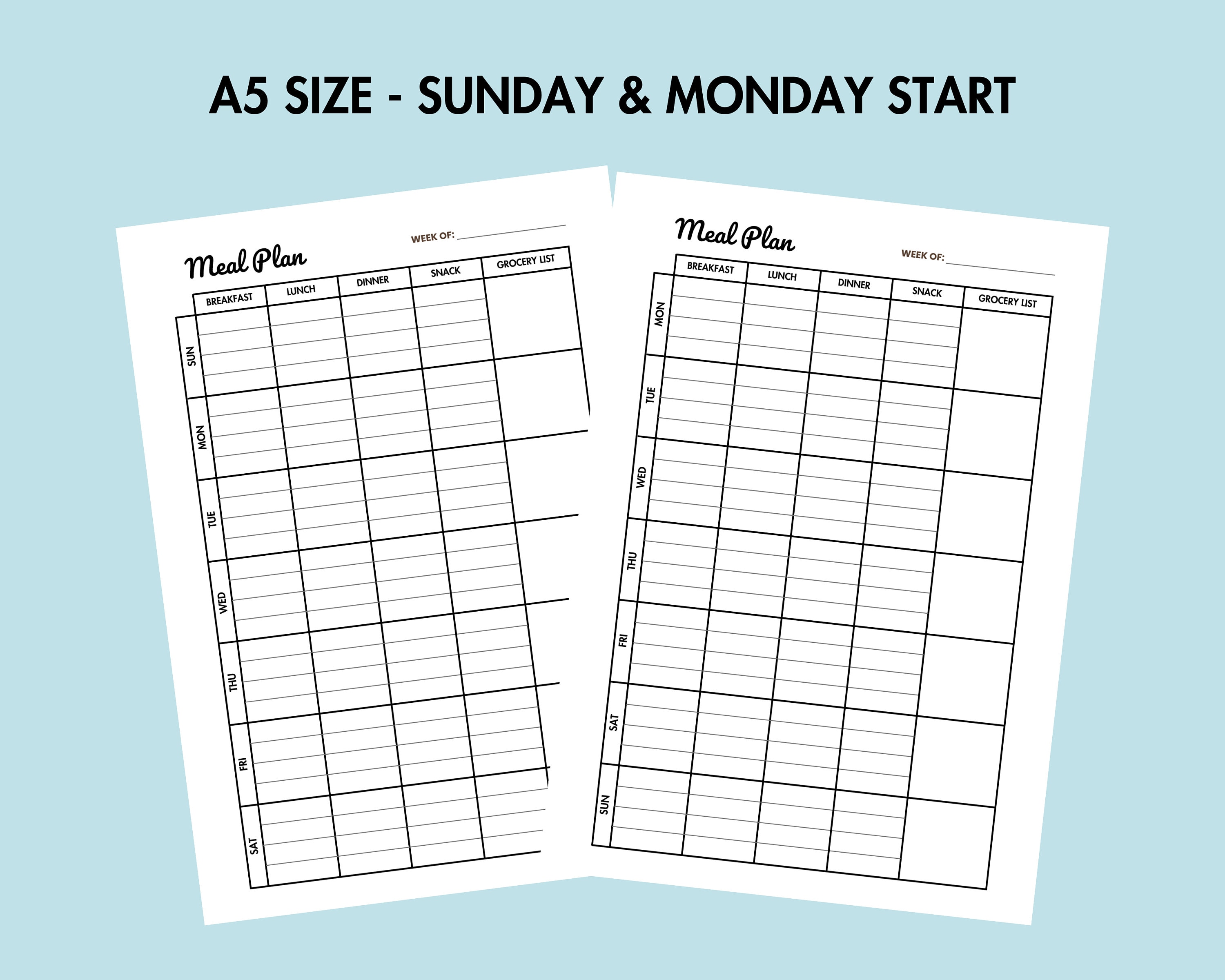 Meal Planner Printable Weekly Food Journal PDF Food Diary, Weekly Meal ...