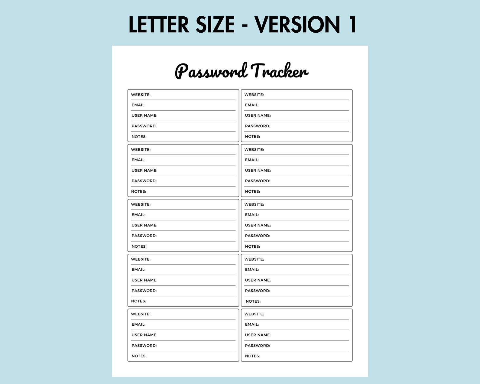 Password Tracker Printable Password Organizer PDF Password Planner ...