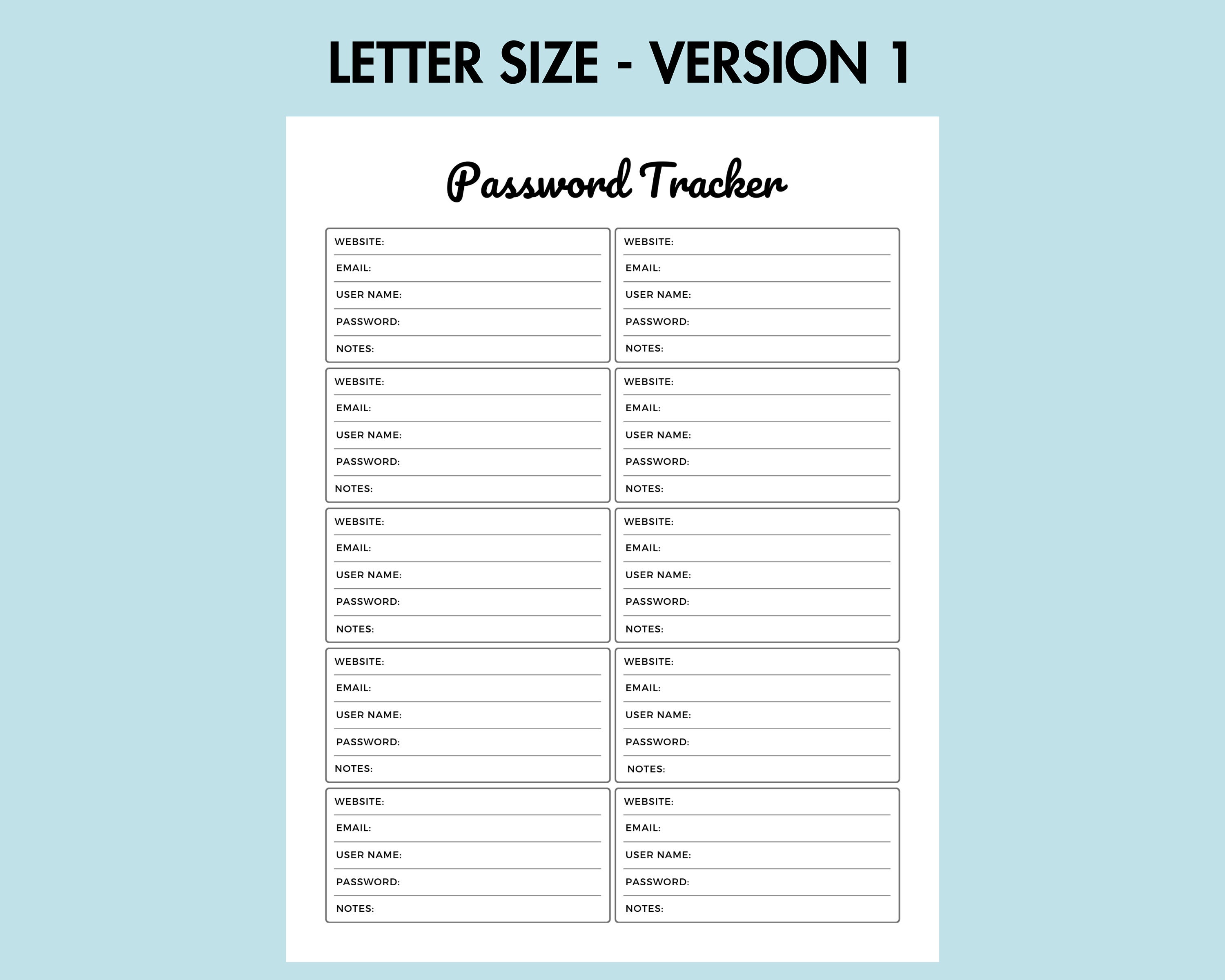 Password Tracker Printable Password Organizer PDF Password Planner ...