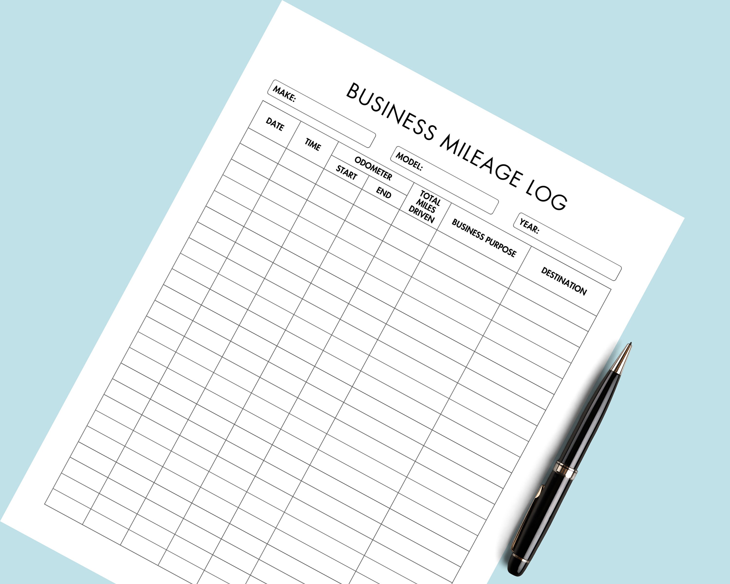 Business Mileage Log Book PDF Printable Vehicle Mileage Log Book for Business and Personal Use ...