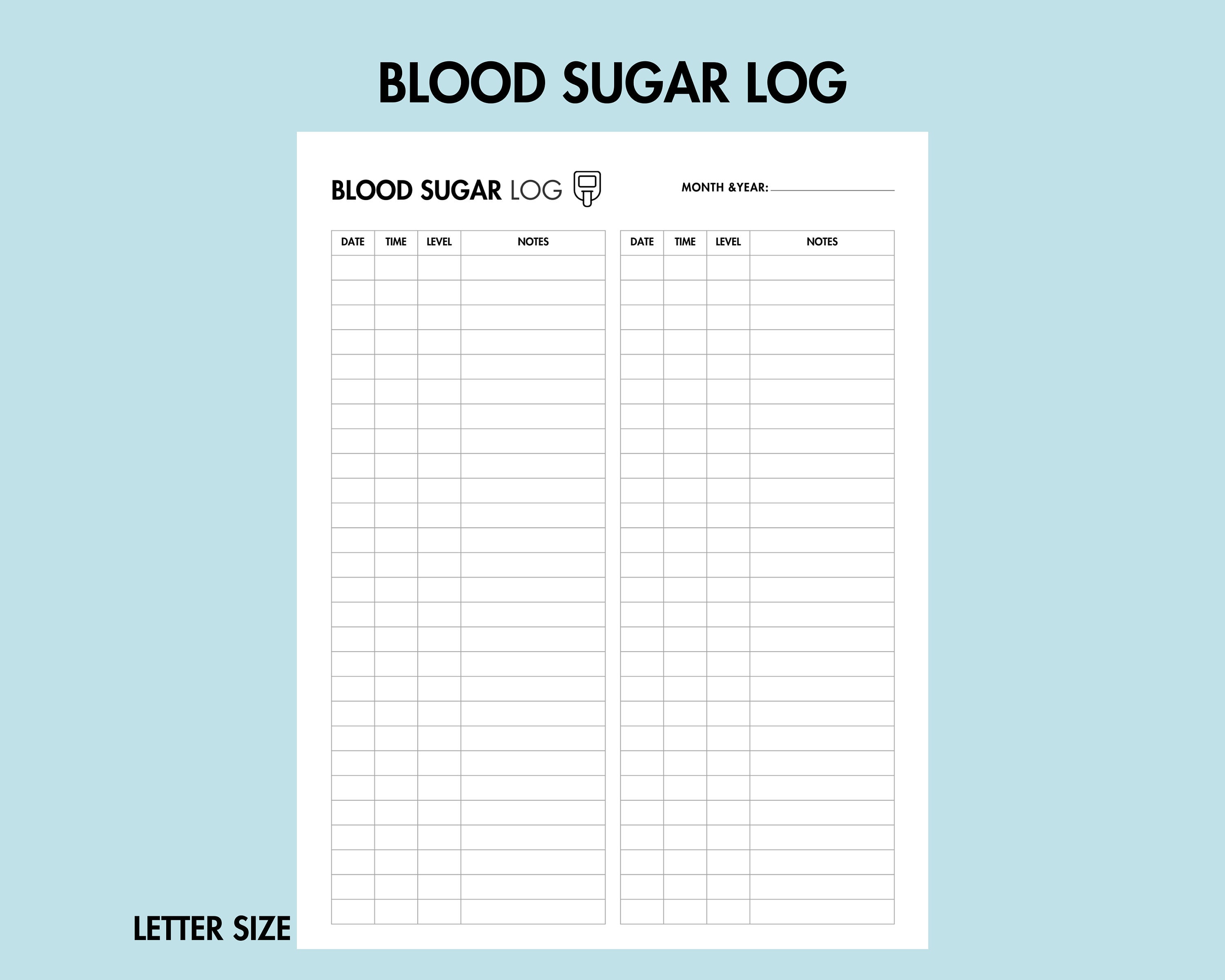 Blood Sugar Log Printable Blood Pressure Log Blood Glucose Tracker Blood Sugar Log Printable Blood Pressure Log Blood Glucose Tracker