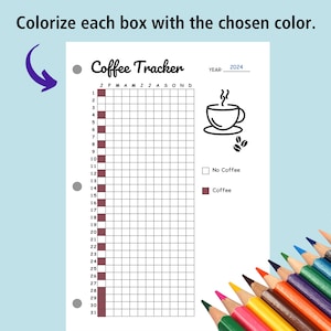 Coffee Tracker Printable Caffeine Tracker No Coffee Challenge, Year in ...