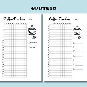 Coffee Tracker Printable Caffeine Tracker No Coffee Challenge Year in ...