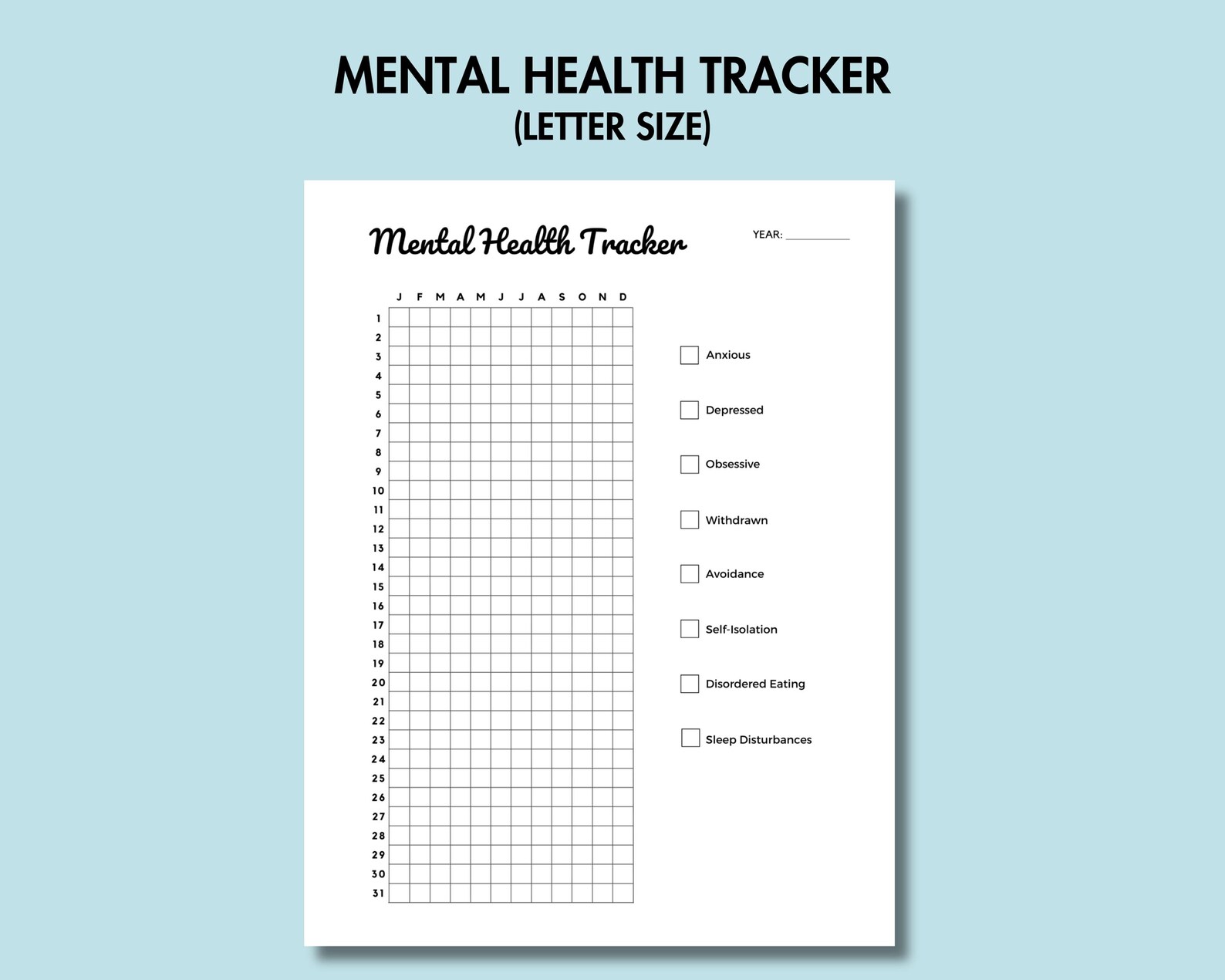 Mental Health & Mood Tracker With Journal Prompt Printable Anxiety ...