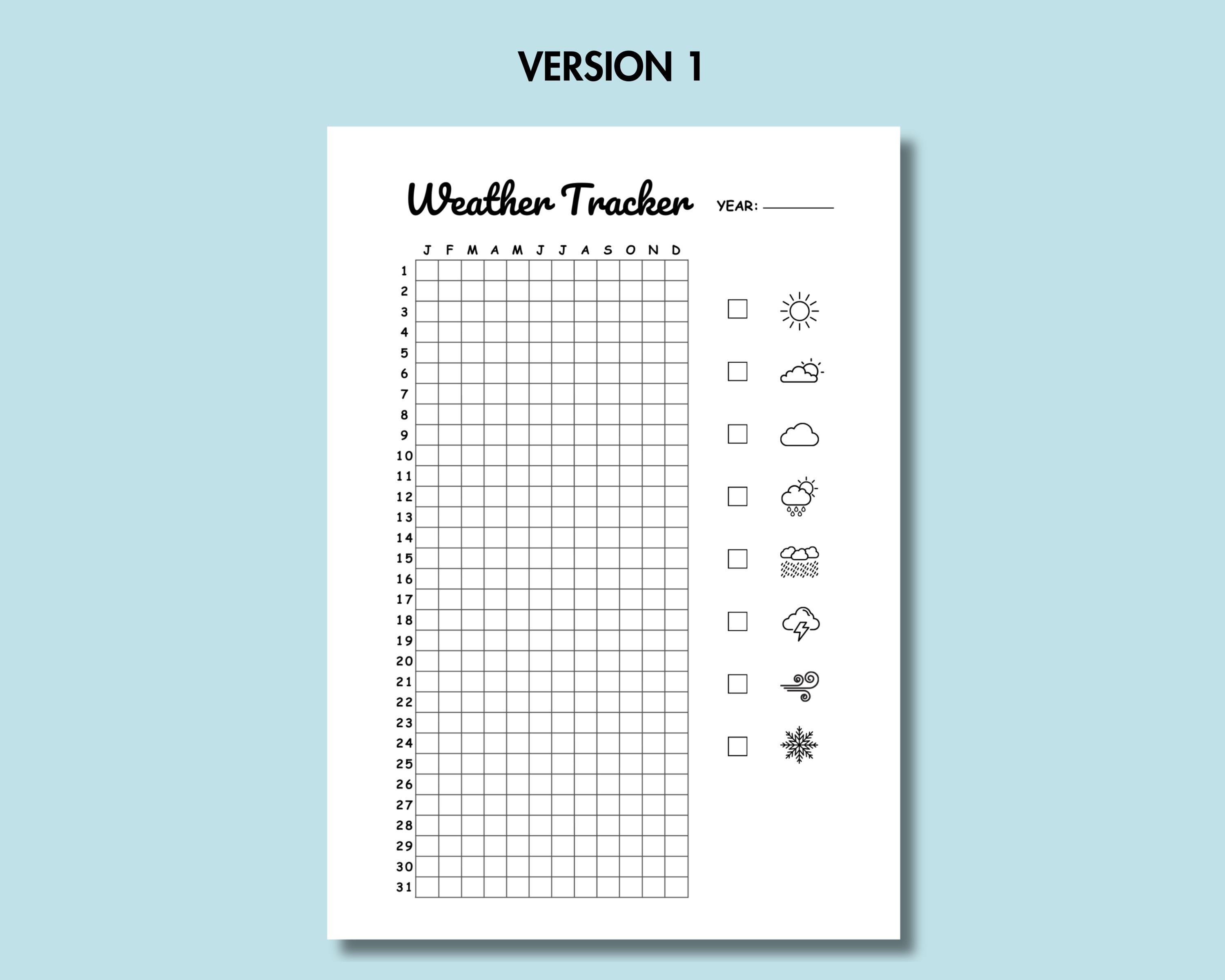 Weather Tracker Printable Journal Page Weather Printable Weather ...