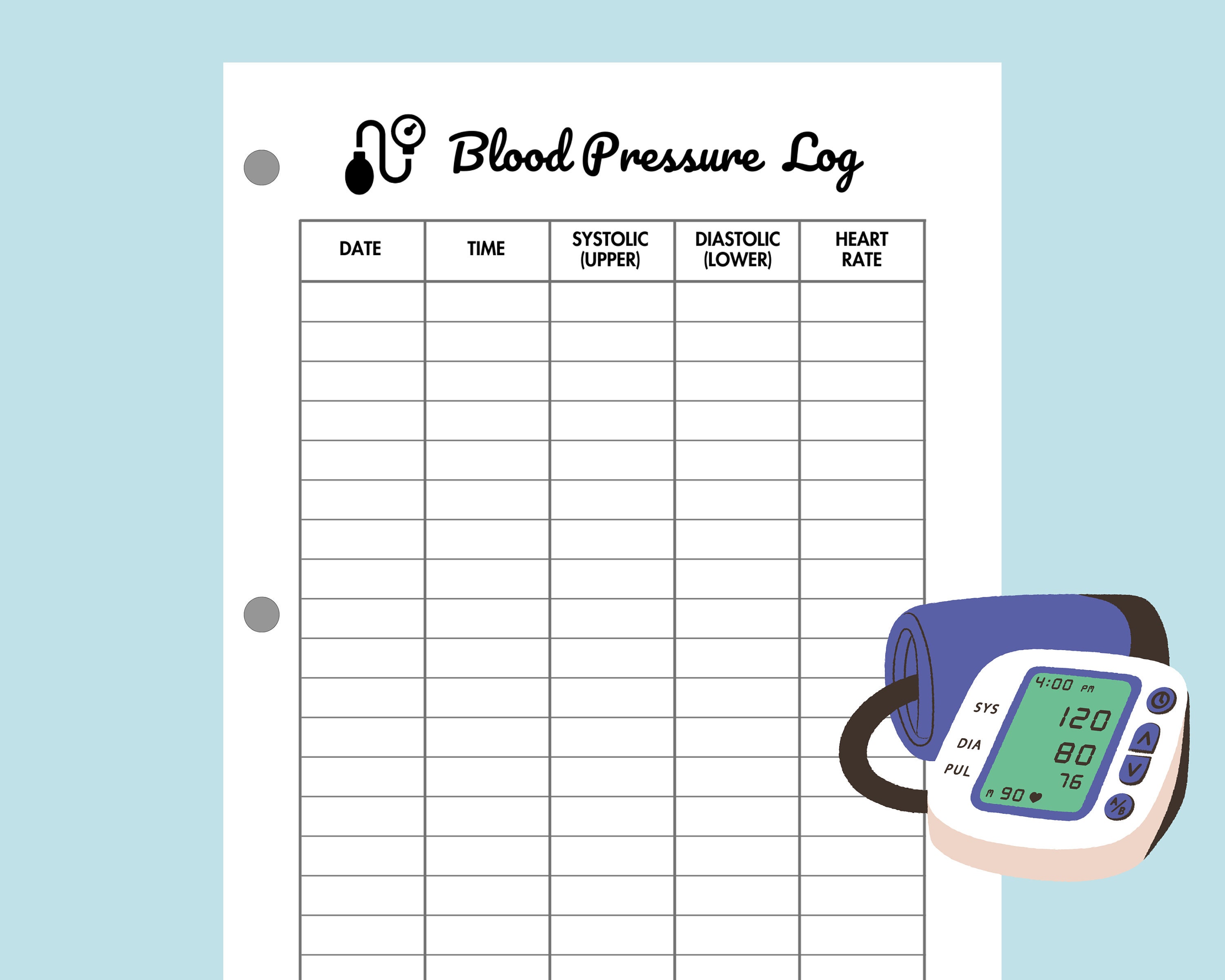 Blood Pressure Tracker Printable Daily Blood Pressure Log PDF Daily ...