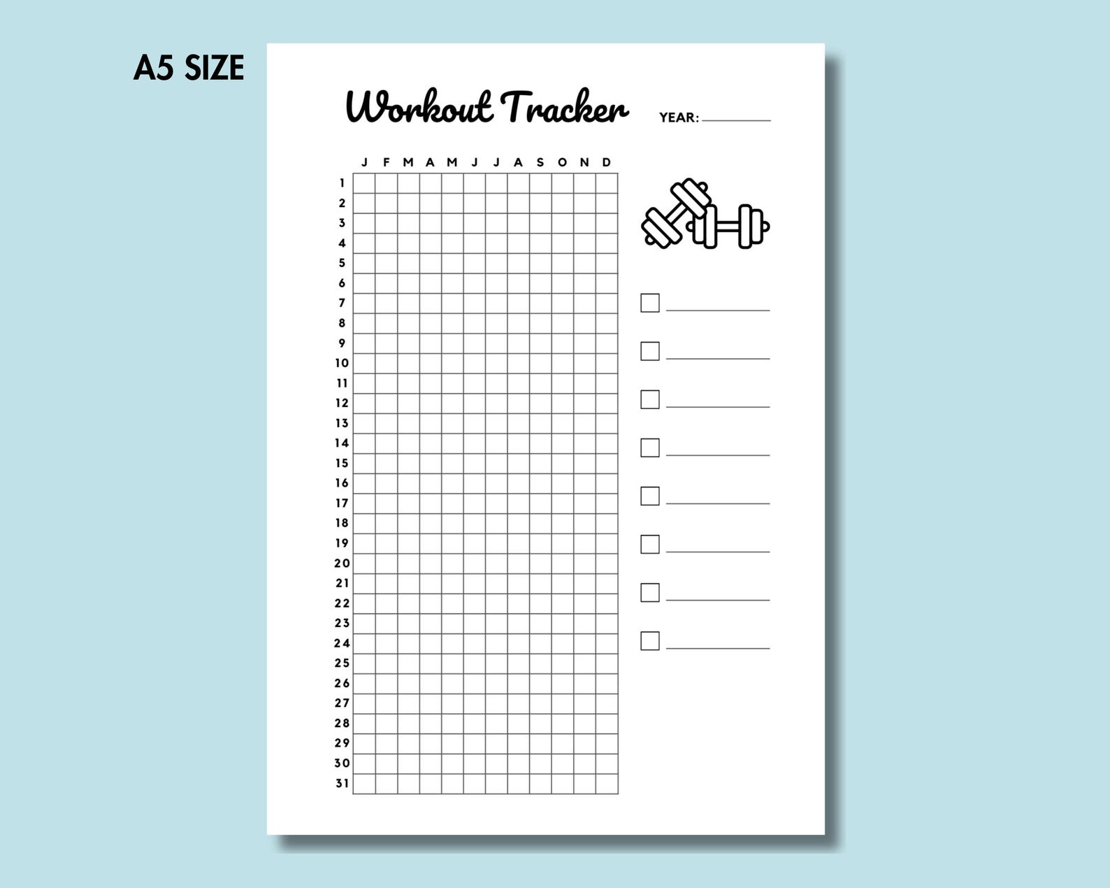 Workout Tracker Printable Workout Log PDF Exercise Journal, Fitness ...
